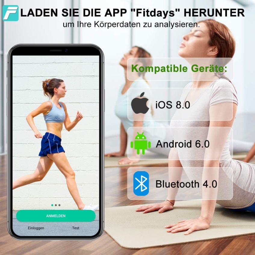 INSMART Körperfettwaage App Fitdays